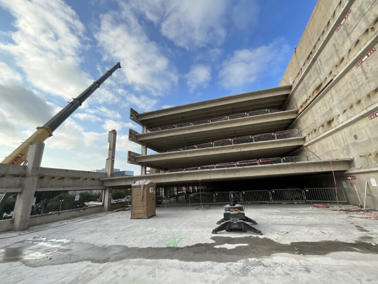 Northeast corner levels 2-6 slabs removed, August 13, 2024