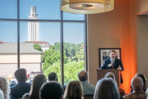 Interim President Jim Davis speaking at the Mulva Hall Groundbreaking Ceremony
